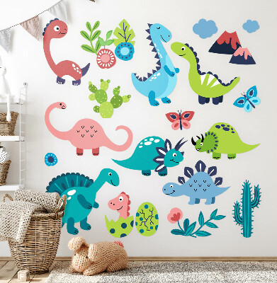 Samolepky na stenu 130x234 Veselé dinosaury v pastelovej palete
