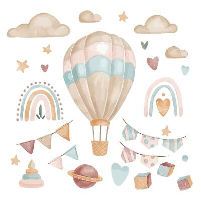 Samolepky na stenu 130x183 Boho akvarelové pastelové vzory