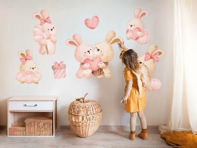 Samolepky na stenu 130x179 Rozkošné zajačiky v pastelovej rodinke