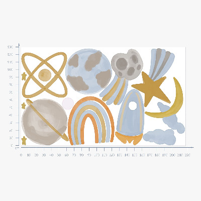 Samolepky na stenu 130x217 Vesmírna ilustrácia planét a hviezd v pastelových farbách