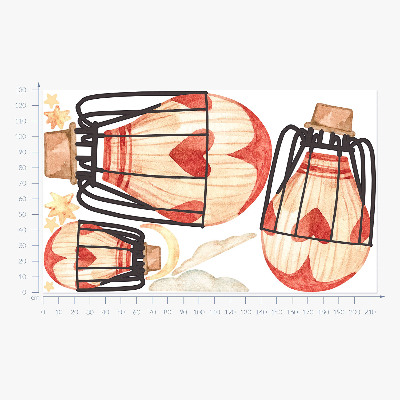 Samolepky na stenu 130x214 Boho balóniky a hviezdy v akvarelovom štýle