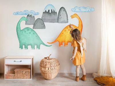 Samolepky na stenu 130x233 Dinosaury v pastelových akvarelových krajinách