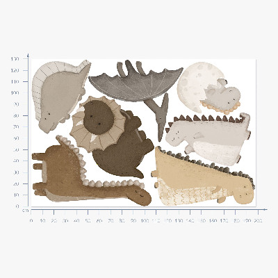 Samolepky na stenu 130x198 Pastelové roztomilé dinosaury v boho štýle