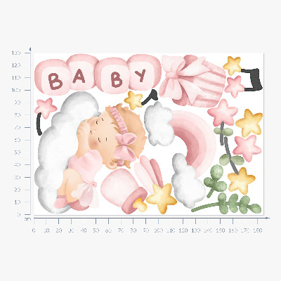 Samolepky na stenu 130x185 Pastelové akvarelové dekorácie pre malú princeznú