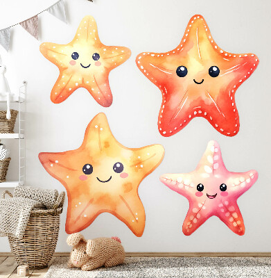 Samolepky na stenu 130x141 Pastelové šťastné hviezdice v akvarelovom štýle