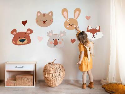 Samolepky na stenu 130x210 Lesné zvieratká v boho pastelových srdiečkach