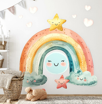 Samolepky na stenu 130x143 Pastelová dúha s hviezdami v prírode
