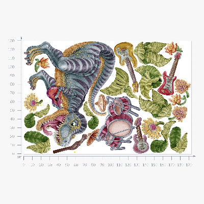 Samolepky na stenu 130x193 Hudobné dinosaury v pastelových farbách