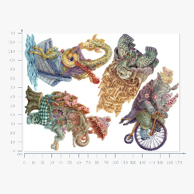 Samolepky na stenu 130x171 Pastelové kresby magických zvierat