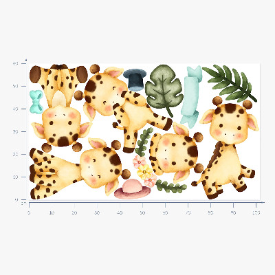 Samolepky na stenu 60x102 Pastelové žirafy v akvarelovom štýle safari