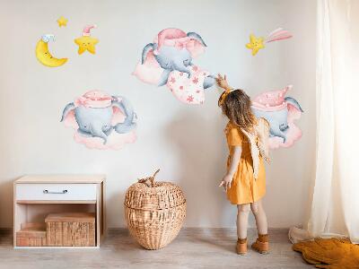 Samolepky na stenu 60x91 Slony a oblaky v pastelovom akvarelovom štýle