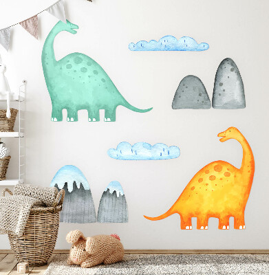 Samolepky na stenu 60x108 Dinosaury v pastelových akvarelových krajinách