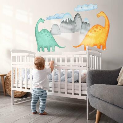 Samolepky na stenu 60x108 Dinosaury v pastelových akvarelových krajinách