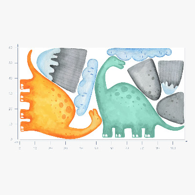 Samolepky na stenu 60x108 Dinosaury v pastelových akvarelových krajinách