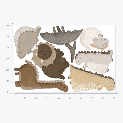 Samolepky na stenu 60x91 Pastelové roztomilé dinosaury v boho štýle