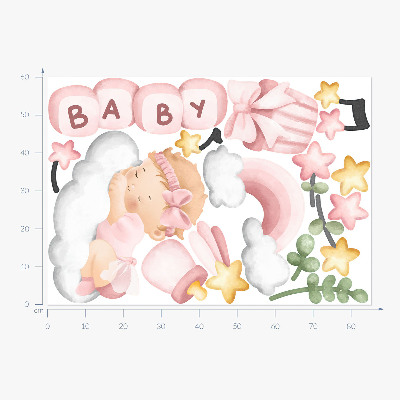 Samolepky na stenu 60x85 Pastelové akvarelové dekorácie pre malú princeznú