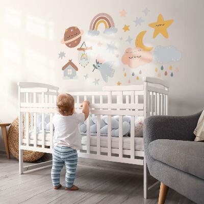 Samolepky na stenu 60x99 Boho v pastelových odtieňoch oblohy a vesmíru