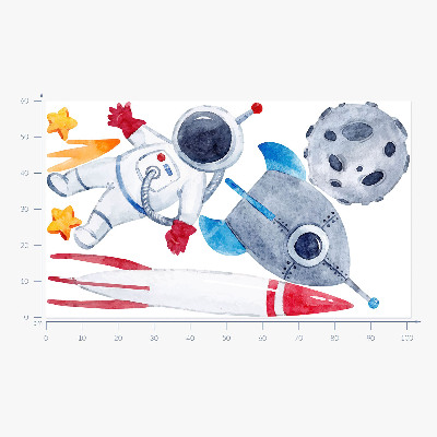 Samolepky na stenu 60x101 Vesmírny pastelový vzor s astronautom a raketami