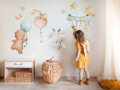 Samolepky na stenu 60x89 Balónové zvieratká na pastelovej oblohe