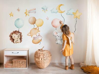 Samolepky na stenu 60x104 Rozkošné boho zvieratká s pastelovými balónikmi