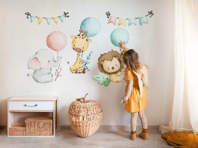 Samolepky na stenu 60x92 Pastelové roztomilé zvieratká s boho balónikmi