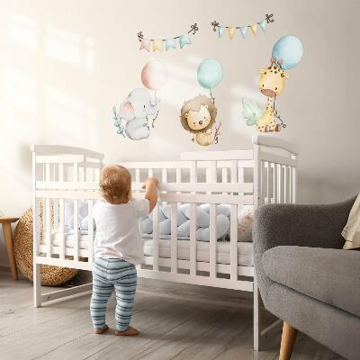Samolepky na stenu 60x92 Pastelové roztomilé zvieratká s boho balónikmi