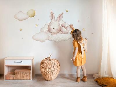 Samolepky na stenu 60x52 Zajačik na oblakoch a pastelové akvarely