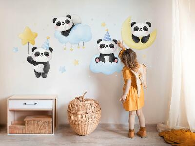 Samolepky na stenu 60x84 Roztomilé pandy na pastelovej oblohe v akvarelu