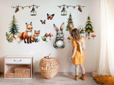 Samolepky na stenu 60x65 Zvieratá a rastliny v pastelových boho akvareloch