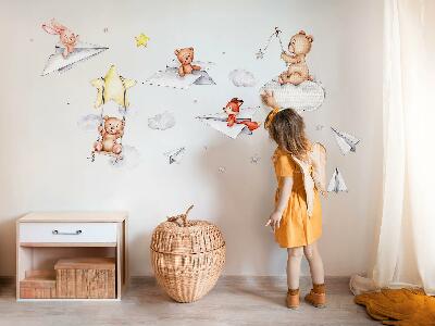 Samolepky na stenu 60x85 Akvarelové roztomilé zvieratká v pastelových farbách