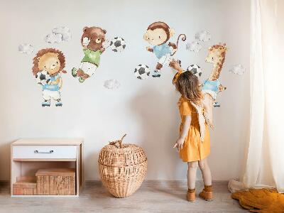 Samolepky na stenu 60x87 Športové zvieratká s loptou v akvarelovom štýle