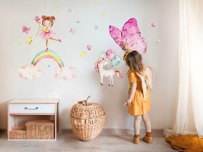 Samolepky na stenu 60x78 Pastelový jednorožec s balónikmi na dúhe