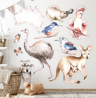Samolepky na stenu 60x76 Austrálska fauna v jemných pasteloch