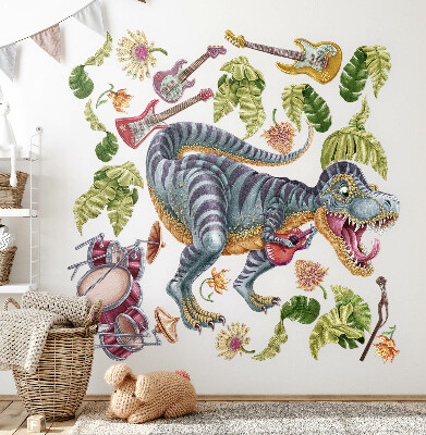 Samolepky na stenu 60x89 Hudobné dinosaury v pastelových farbách