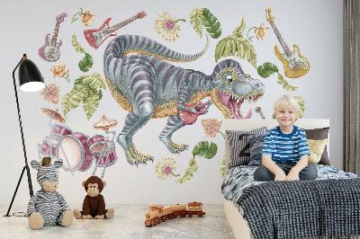 Samolepky na stenu 60x89 Hudobné dinosaury v pastelových farbách