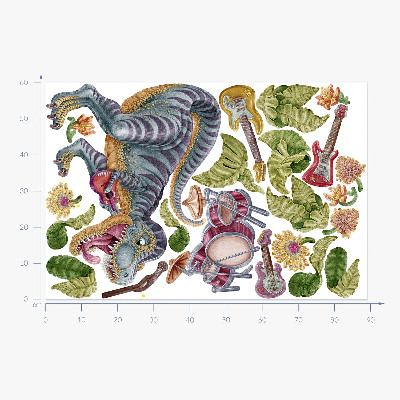 Samolepky na stenu 60x89 Hudobné dinosaury v pastelových farbách