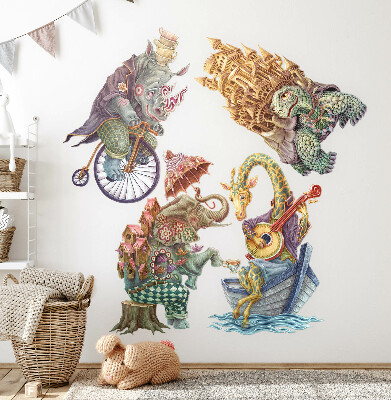 Samolepky na stenu 60x79 Pastelové kresby magických zvierat