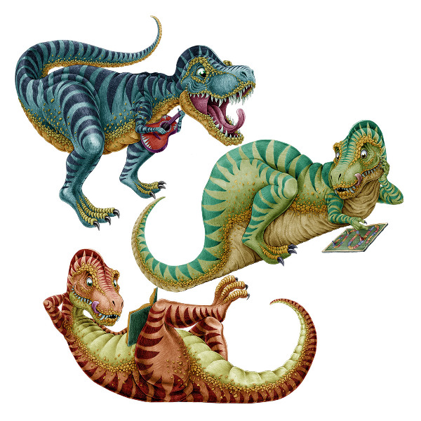 Samolepky na stenu 80x120 Dinosaury vo veselom kreslenom prevedení