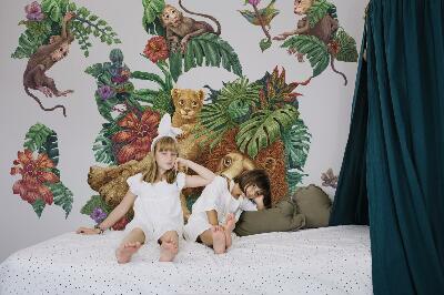 Samolepky na stenu 80x126 Safari exotické zvieratá v kreslenom štýle tropickej džungle