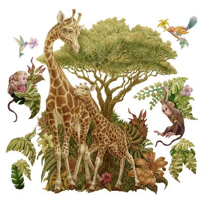 Samolepky na stenu 80x120 Safari v pastelovom prevedení divokej prírody