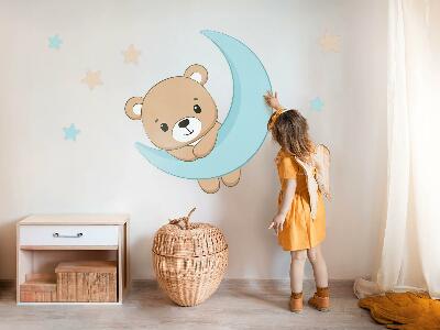 Samolepky na stenu 80x88 Roztomilý medvedík na pozadí mesiaca a hviezd