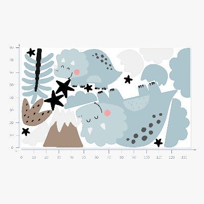 Samolepky na stenu 80x135 Dinosaury v pastelovej vegetácii