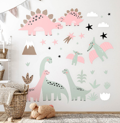 Samolepky na stenu 80x128 Dinosaury v pastelovej džungli