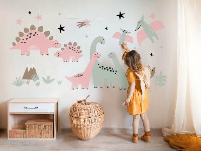 Samolepky na stenu 80x128 Dinosaury v pastelovej džungli