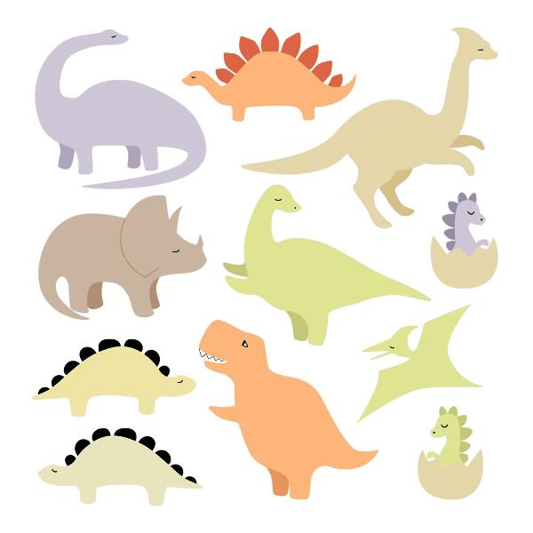 Samolepky na stenu 80x113 Rozkošné pastelové dinosaury