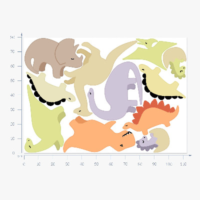 Samolepky na stenu 80x113 Rozkošné pastelové dinosaury