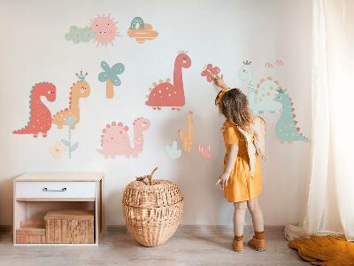 Samolepky na stenu 80x122 Pastelový svet dinosaurov v boho štýle