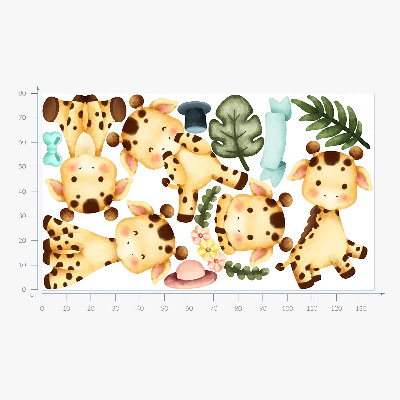 Samolepky na stenu 80x135 Pastelové žirafy v akvarelovom štýle safari