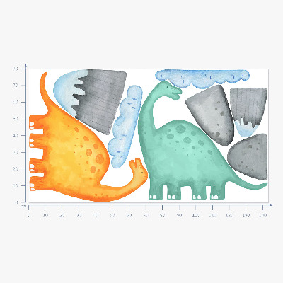 Samolepky na stenu 80x143 Dinosaury v pastelových akvarelových krajinách