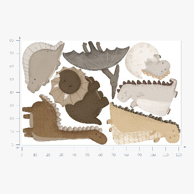 Samolepky na stenu 80x122 Pastelové roztomilé dinosaury v boho štýle